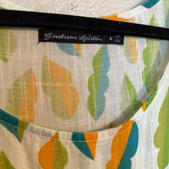 Gudrun Sjödén White Green‎ Blue Leaf Organic Cotton Dress - Picture 3 of 5